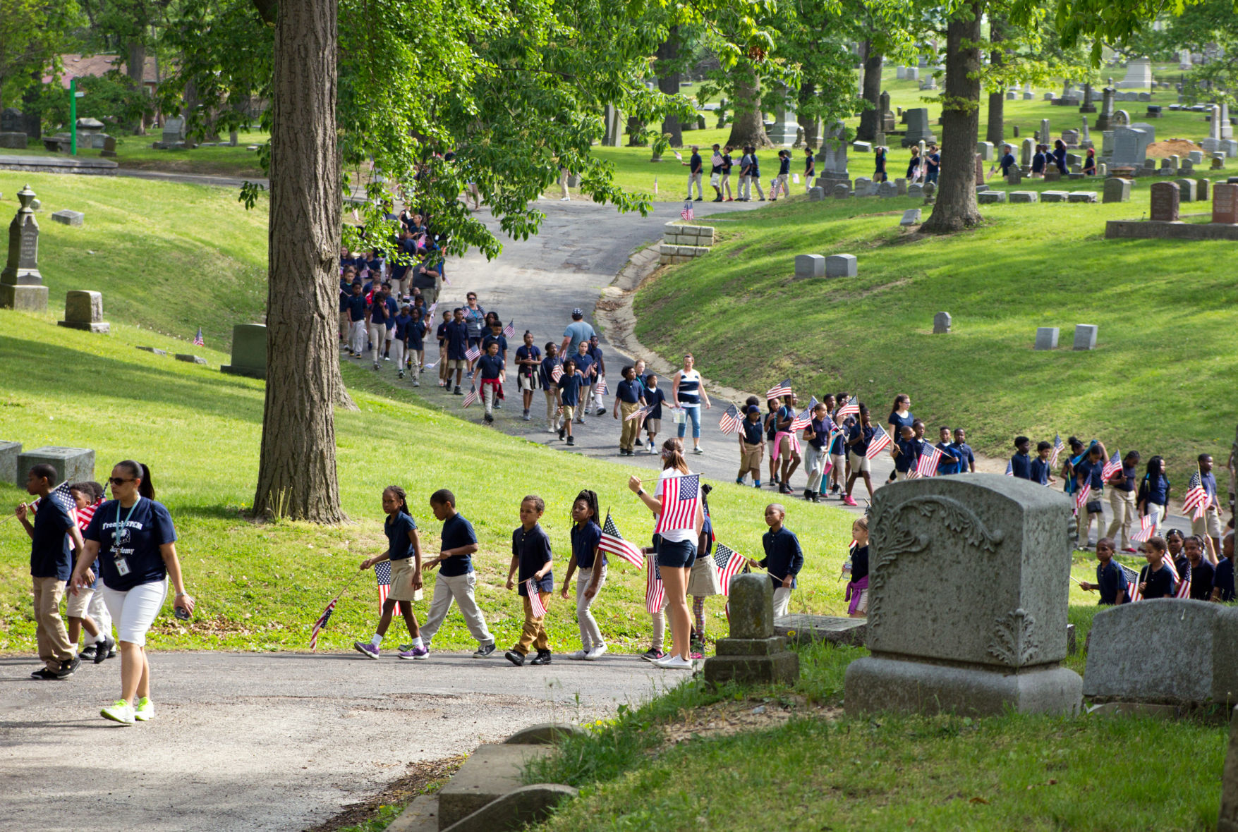 French STEM Academy students at Greenwood Cemetery